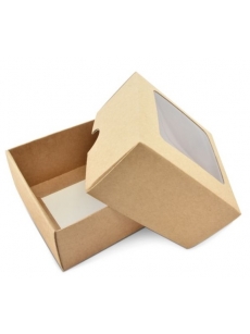 Dviejų dalių dėžutė su langeliu 90x90x50mm (ruda)