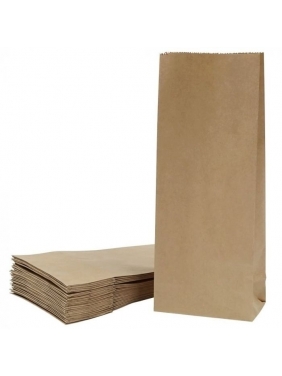 Popieriniai maišeliai maistui su dugnu 80 x 55 x 250 mm (25vnt.)