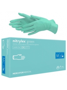 Vienkartinės nitrilinės pirštinės MERCATOR NITRYLEX GREEN M, 100vnt.