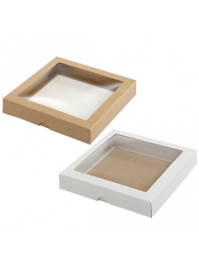 Dviejų dalių dėžutė su langeliu 200x200x30mm (balta/ruda)
