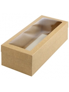 Dviejų dalių dovanų dėžutė su langeliu 350x150x90mm (ruda)