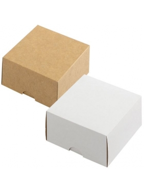 Dviejų dalių dovanų dėžutė 100x100x50mm (balta-ruda)