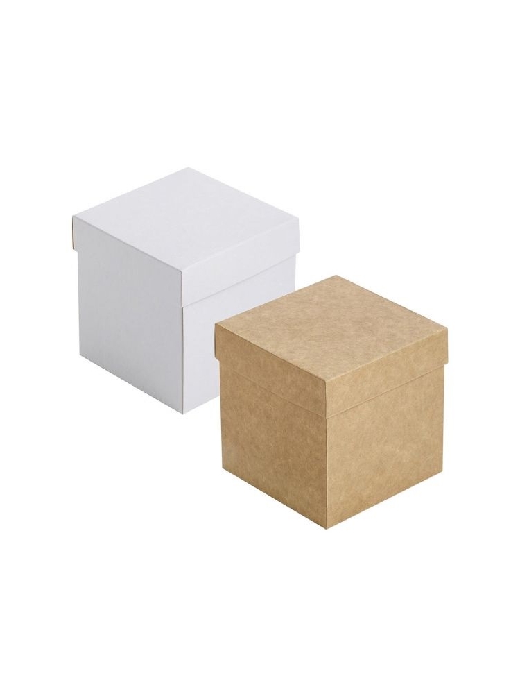 Dviejų dalių dovanų dėžutė 100x100x100mm (balta-ruda)