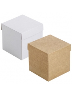 Dviejų dalių dovanų dėžutė 100x100x100mm (balta-ruda)