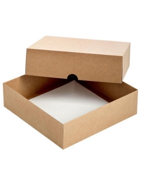 Dviejų dalių dovanų dėžutė 210x210x60mm (ruda-balta)