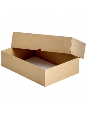Dviejų dalių dovanų dėžutė 400x280x100mm (ruda-balta/juoda)