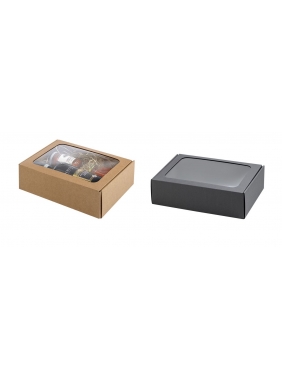 Dėžutė su langeliu dovanoms A4 305x215x80mm (ruda/juoda)